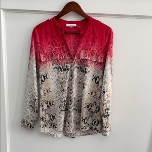 Calvin Klein Pink & Cream Ombre Snake-Print Blouse• EUC ore-owned condition